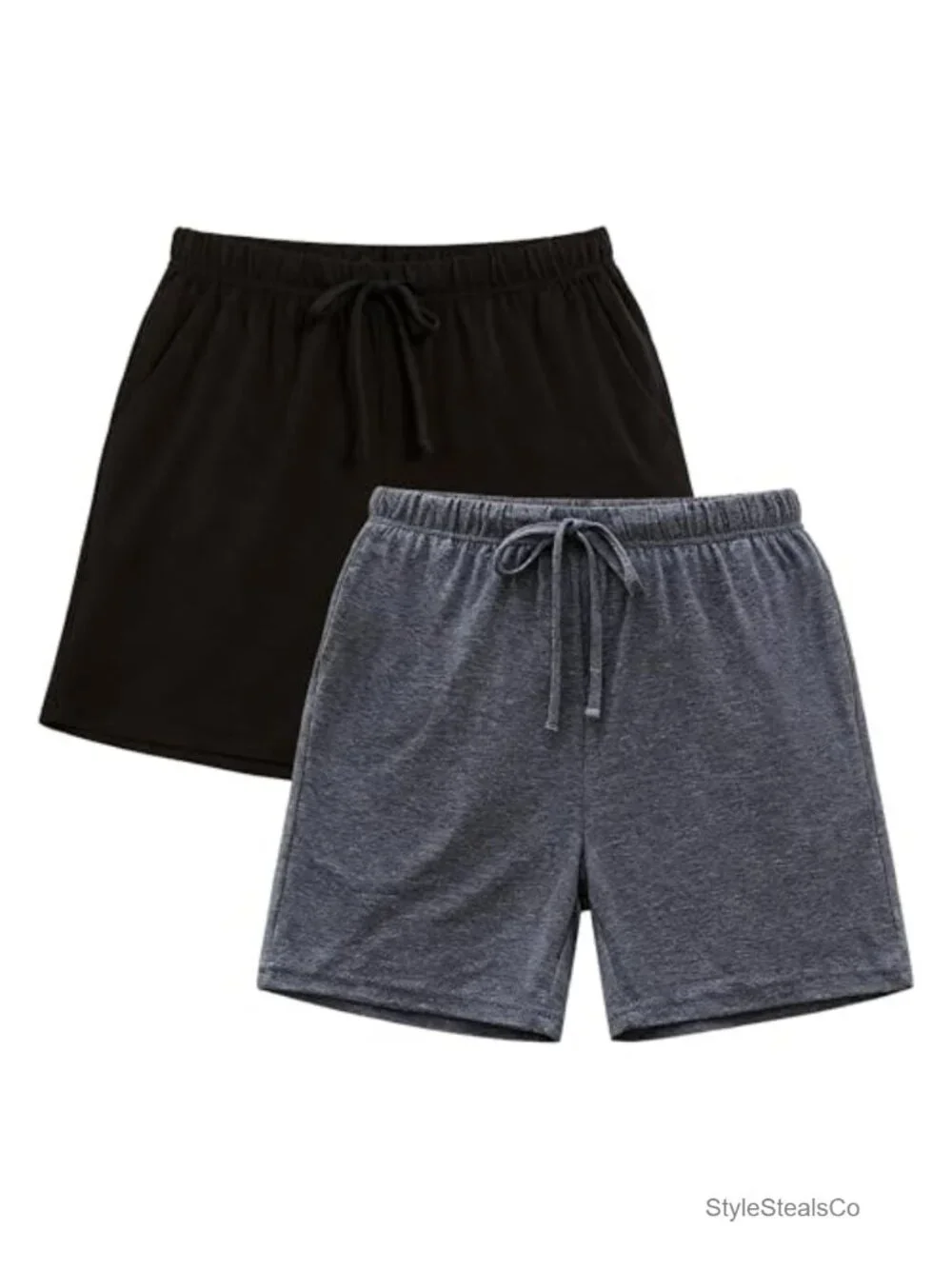 2 Pack Lightweight Pajama Shorts with Pockets & Drawstring